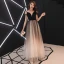 Affordable Black Gradient-Color Ivory Prom Dresses 2019 A-Line / Princess V-Neck Sleeveless Floor-Length / Long Ruffle Backless Formal Dresses