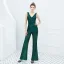 Chic / Beautiful Black Sequins Evening Party Jumpsuit 2022 V-Neck Sleeveless Sash Backless Floor-Length / Long Evening Dresses