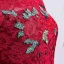 Chinese style Burgundy Lace Evening Dresses  2018 A-Line / Princess High Neck Long Sleeve Appliques Lace Bow Sash Ruffle Ankle Length Formal Dresses