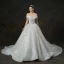 Bling Bling Champagne Wedding Dresses 2019 A-Line / Princess Off-The-Shoulder Short Sleeve Backless Glitter Tulle Cathedral Train Ruffle
