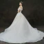 Bling Bling Champagne Wedding Dresses 2019 A-Line / Princess Off-The-Shoulder Short Sleeve Backless Glitter Tulle Cathedral Train Ruffle