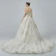 Luxe Champagne Robe De Mariée 2019 Princesse De l'épaule Manches Courtes Dos Nu Appliques En Dentelle Perle Perlage Glitter Tulle Cathedral Train Volants