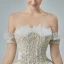 Luxe Champagne Robe De Mariée 2019 Princesse De l'épaule Manches Courtes Dos Nu Appliques En Dentelle Perle Perlage Glitter Tulle Cathedral Train Volants