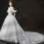 Chic / Beautiful Ivory Wedding Dresses 2019 A-Line / Princess Off-The-Shoulder Short Sleeve Backless Appliques Lace Glitter Tulle Cathedral Train Ruffle