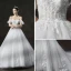 Chic / Beautiful Ivory Wedding Dresses 2019 A-Line / Princess Off-The-Shoulder Short Sleeve Backless Appliques Lace Glitter Tulle Cathedral Train Ruffle