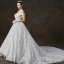 Luxury / Gorgeous Ivory Wedding Dresses 2019 A-Line / Princess Off-The-Shoulder Short Sleeve Backless Appliques Lace Sequins Beading Cathedral Train Ruffle