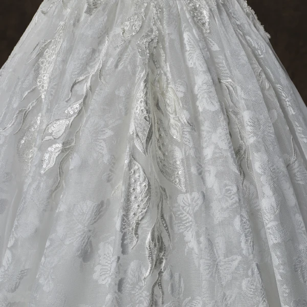 Luxury / Gorgeous Ivory Wedding Dresses 2019 A-Line / Princess Off-The-Shoulder Short Sleeve Backless Appliques Lace Sequins Beading Cathedral Train Ruffle