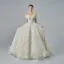Luxury / Gorgeous Champagne Wedding Dresses 2019 A-Line / Princess Off-The-Shoulder Short Sleeve Backless Appliques Lace Sequins Beading Chapel Train Ruffle