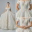 Luxury / Gorgeous Champagne Wedding Dresses 2019 A-Line / Princess Off-The-Shoulder Short Sleeve Backless Appliques Lace Sequins Beading Chapel Train Ruffle