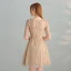 Chic / Beautiful Gold Homecoming Graduation Dresses 2018 A-Line / Princess Scoop Neck 1/2 Sleeves Metal Sash Sequins Short Formal Dresses