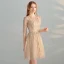Chic / Beautiful Gold Homecoming Graduation Dresses 2018 A-Line / Princess Scoop Neck 1/2 Sleeves Metal Sash Sequins Short Formal Dresses