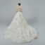 Elegant Champagne Wedding Dresses 2019 A-Line / Princess V-Neck Short Sleeve Backless Beading Tassel Appliques Lace Glitter Tulle Cathedral Train Ruffle