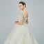 Elegant Champagne Wedding Dresses 2019 A-Line / Princess V-Neck Short Sleeve Backless Beading Tassel Appliques Lace Glitter Tulle Cathedral Train Ruffle