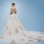 Romantic Champagne See-through Wedding Dresses 2019 A-Line / Princess Scoop Neck Long Sleeve Backless Appliques Lace Pearl Glitter Tulle Cathedral Train Ruffle