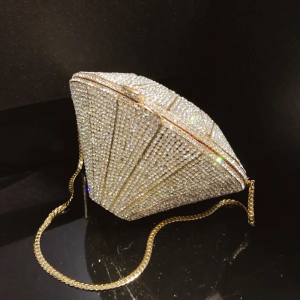Bling Bling Gold Evening Party Rhinestone Metal Clutch Bags 2022
