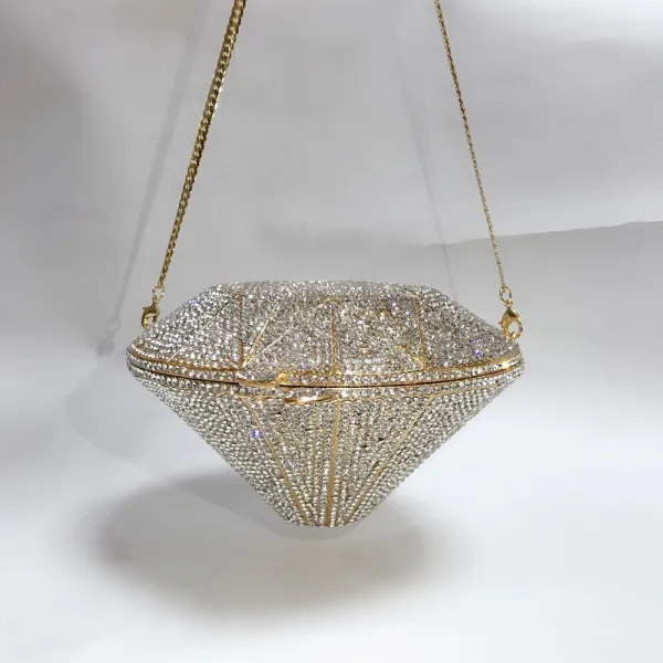 Bling Bling Gold Evening Party Rhinestone Metal Clutch Bags 2022