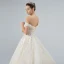 Elegant Champagne Wedding Dresses 2019 A-Line / Princess Off-The-Shoulder Short Sleeve Backless Appliques Lace Pearl Beading Glitter Tulle Cathedral Train Ruffle