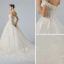 Elegant Champagne Wedding Dresses 2019 A-Line / Princess Off-The-Shoulder Short Sleeve Backless Appliques Lace Pearl Beading Glitter Tulle Cathedral Train Ruffle