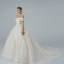 Bling Bling Champagne Wedding Dresses 2019 A-Line / Princess Off-The-Shoulder Short Sleeve Backless Appliques Lace Pearl Beading Glitter Tulle Cathedral Train Ruffle