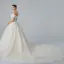Bling Bling Champagne Wedding Dresses 2019 A-Line / Princess Off-The-Shoulder Short Sleeve Backless Appliques Lace Pearl Beading Glitter Tulle Cathedral Train Ruffle