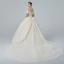 Bling Bling Champagne Wedding Dresses 2019 A-Line / Princess Off-The-Shoulder Short Sleeve Backless Appliques Lace Pearl Beading Glitter Tulle Cathedral Train Ruffle