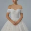 Bling Bling Champagne Wedding Dresses 2019 A-Line / Princess Off-The-Shoulder Short Sleeve Backless Appliques Lace Pearl Beading Glitter Tulle Cathedral Train Ruffle