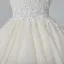 Bling Bling Champagne Wedding Dresses 2019 A-Line / Princess Off-The-Shoulder Short Sleeve Backless Appliques Lace Pearl Beading Glitter Tulle Cathedral Train Ruffle