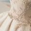 Luxury / Gorgeous Champagne Wedding Dresses 2019 A-Line / Princess Off-The-Shoulder Puffy Flower Short Sleeve Backless Beading Pearl Rhinestone Cathedral Train Ruffle