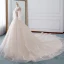 Elegant Champagne Brudekjoler 2019 Prinsesse Kjæreste Avtakbar 3/4 Ermer Ryggløse Appliques Blonder Beading Glitter Tyll Cathedral Train Buste