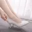 Elegant White Pearl Lace Flower Wedding Shoes 2023 7 cm Stiletto Heels Pointed Toe Wedding Pumps High Heels