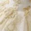 Luxury / Gorgeous Champagne Wedding Dresses 2019 A-Line / Princess Off-The-Shoulder Short Sleeve Backless Gold Appliques Lace Beading Cathedral Train Ruffle