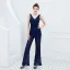 Chic / Beautiful Black Sequins Evening Party Jumpsuit 2022 V-Neck Sleeveless Sash Backless Floor-Length / Long Evening Dresses