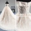 Best Champagne Wedding Dresses 2019 A-Line / Princess Off-The-Shoulder Short Sleeve Backless Appliques Lace Beading Cathedral Train Ruffle