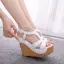 Fashion Orange Street Wear T-Strap Womens Sandals 2023 12 cm Wedges Open / Peep Toe Sandals
