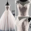 Chic Champagne Transparentes Robe De Mariée 2019 Princesse Encolure Dégagée Sans Manches Ceinture Appliques En Dentelle Perlage Perle Tribunal Train Volants