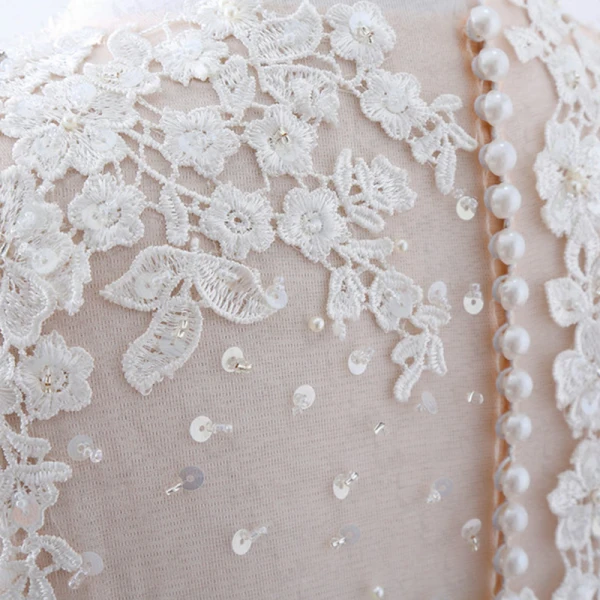 Romantic Champagne See-through Wedding Dresses 2019 A-Line / Princess Scoop Neck Sleeveless Appliques Lace Beading Floor-Length / Long Ruffle