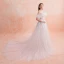 Chic / Belle Ivoire Transparentes Robe De Mariée 2019 Princesse Encolure Dégagée Manches Courtes Appliques En Dentelle Glitter Tulle Chapel Train Volants