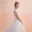 Chinese style Ivory See-through Wedding Dresses 2019 A-Line / Princess High Neck Short Sleeve Backless Appliques Lace Beading Tassel Glitter Tulle Cathedral Train Ruffle