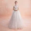 Chinese style Ivory See-through Wedding Dresses 2019 A-Line / Princess High Neck Sleeveless Backless Appliques Flower Beading Glitter Tulle Watteau Train Ruffle