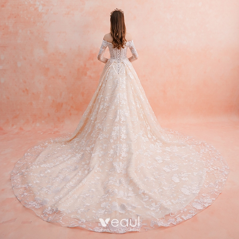 Vintage women off shoulder elegant maxi pierced flower white dresses on sale