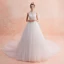 Modest / Simple Ivory Wedding Dresses 2019 Empire High Neck Sleeveless Appliques Lace Cathedral Train Ruffle