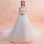 Elegante Ivory / Creme Brautkleider / Hochzeitskleider 2019 A Linie Off Shoulder Lange Ärmel Rückenfreies Applikationen Spitze Glanz Pailletten Kathedrale Schleppe Rüschen