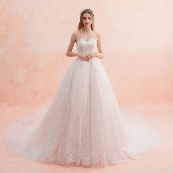 Elegant Ivory Wedding Dresses 2019 Empire Sweetheart Sleeveless Backless Appliques Lace Glitter Sequins Cathedral Train Ruffle