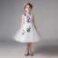 Chic / Beautiful Ivory See-through Flower Girl Dresses 2019 A-Line / Princess Scoop Neck Sleeveless Embroidered Knee-Length Ruffle Wedding Party Dresses