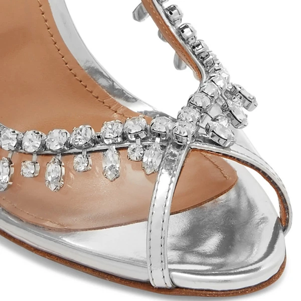 Sexy Silber Abend Strass Damen schuhe 2022 10 cm Stilettos Peeptoes Sandaletten Hochhackige