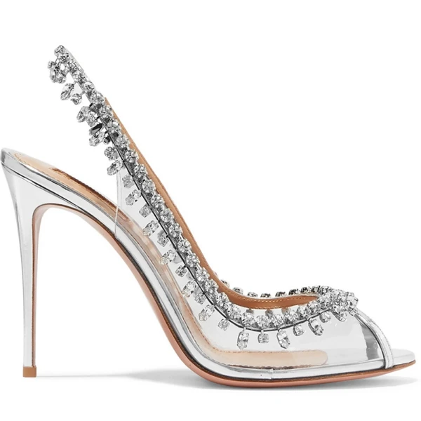 Sexy Silber Abend Strass Damen schuhe 2022 10 cm Stilettos Peeptoes Sandaletten Hochhackige