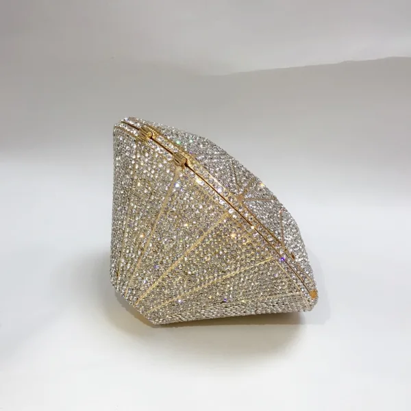 Bling Bling Gold Evening Party Rhinestone Metal Clutch Bags 2022