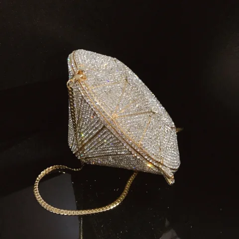 Bling Bling Gold Abend Strass Metall Clutch Tasche 2022