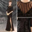 Modern / Fashion Black Evening Dresses  2018 Trumpet / Mermaid Beading Scoop Neck 1/2 Sleeves Sequins Split Front Floor-Length / Long Formal Dresses