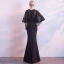 Modern / Fashion Black Evening Dresses  2018 Trumpet / Mermaid Scoop Neck 1/2 Sleeves Split Front Floor-Length / Long Formal Dresses